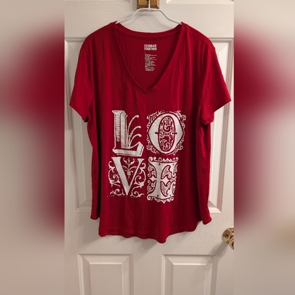Celebrate Together Love Short Sleeve V-Neck Tee Size Lg (EUC) - Picture 3 of 12